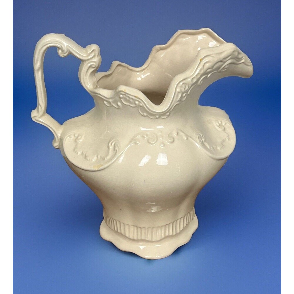 Vintage Arnels‎ Ceramic Pitcher Ivory Glaze USA Victorian Farmhouse Cottagecore